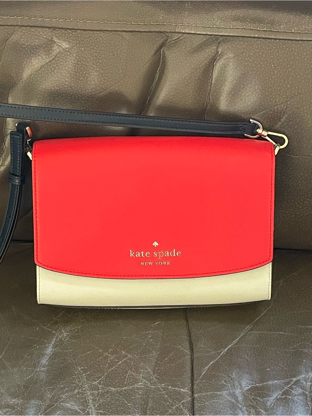Kate spade Red and Cream Colorblock Crossbody Bag